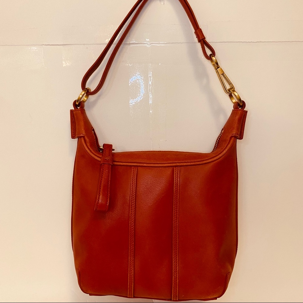 COACH Red Leather Small Hobo Bag